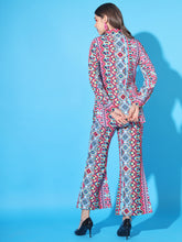Women Co-Ord Set Collared Self Allover Print Full Sleeve Straight Shirt, Two-Piece Outfits